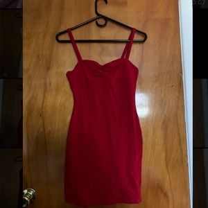Red ruched front mini dress